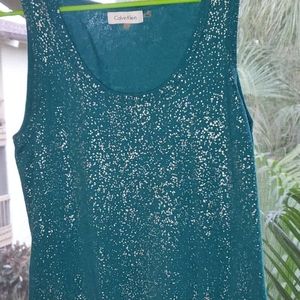 Calvin Klein teal and silver sweater tank